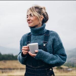 Ikeda Blue Medium Wash Denim Slouchy Overalls S